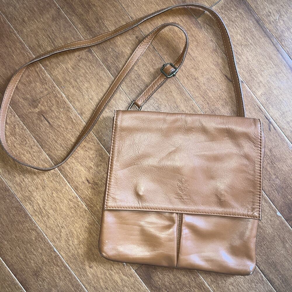 Made in Italy cross body brown leather bag Genuine Leather Vintage